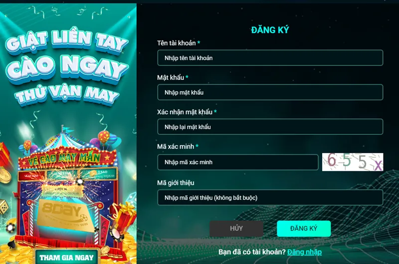 Hoàn tất đăng ký 8Day với thông tin chính xác