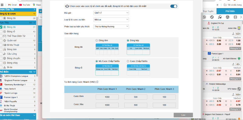 Người chơi được trang bị đầy đủ công cụ hỗ trợ soi kèo