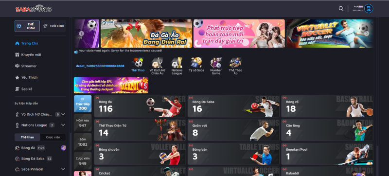 Nền tảng cá cược Saba Sport 8Day đẳng cấp