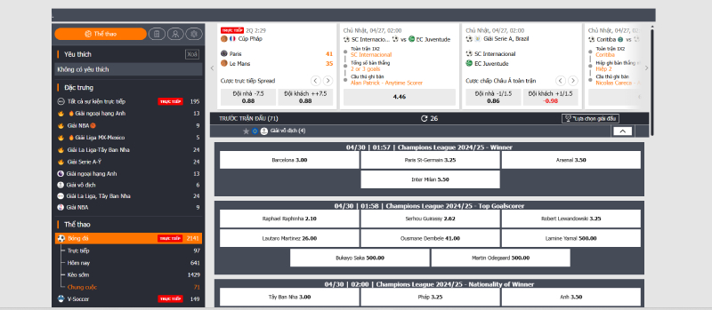  Thể thao 8Day cho phép người chơi tham gia nhiều phương thức cá cược